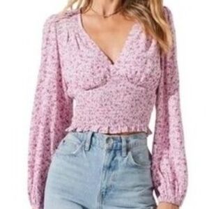 ASTR the Label | Pink Fuschia Floral Blouse | Size Medium